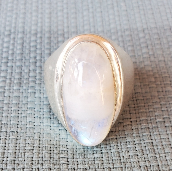 New Men's Rainbow Moonstone 925 Silver Ring. - Picture 5 of 11